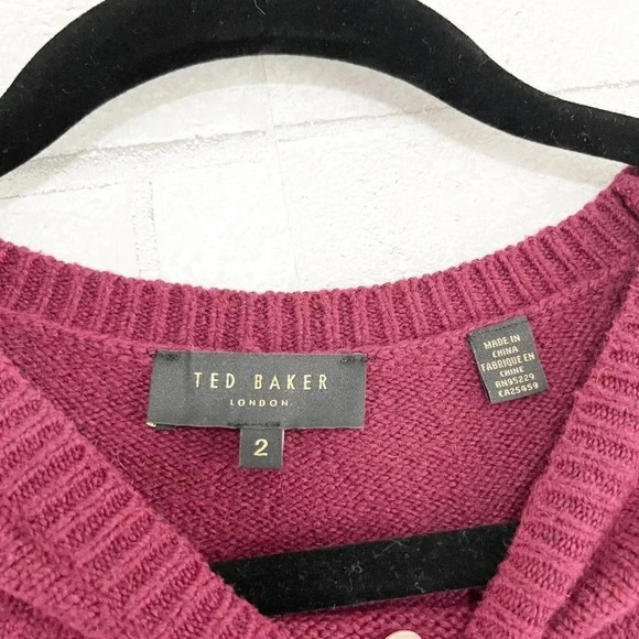Ted Baker London Wine Peplum Ruffle Pullover Sweater Ted Baker Size 2 or US 6 - Picture 5 of 8